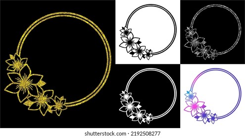 Marco floral, marco floral, diseño de vectores de marco monográfico