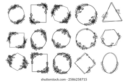 Floral Frame, Flower frame Set Design Graphic Vector set 