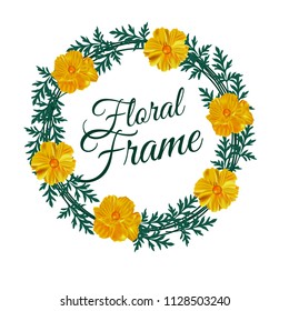 floral frame flower yellow round 