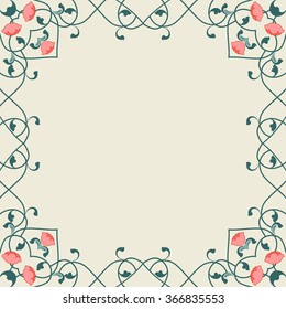 floral frame, frame with flowers and curves