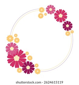 floral frame with flowers isolated on white, vector illustration 