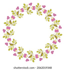 Floral frame. Flowers and leaves. Vector. Colorful element for design in doodle style.
