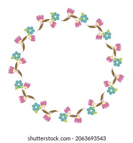 Floral frame. Flowers and leaves. Vector. Colorful element for design in doodle style.
