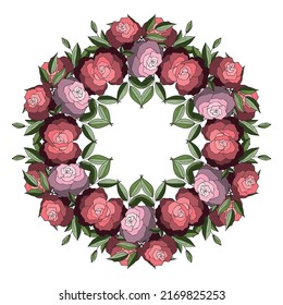 Floral frame. Flowers and leaves. Vector. Colorful element for design in doodle style.
