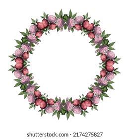 Floral frame. Flowers and leaves. Vector. Colorful element for design in doodle style.
