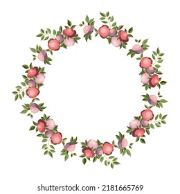 Floral frame. Flowers and leaves. Vector. Colorful element for design in doodle style.
