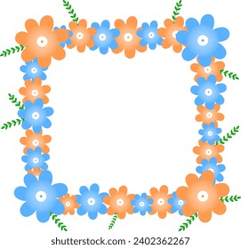 Floral frame of flowers on a white background Vector