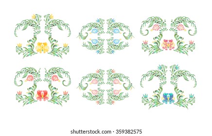 Floral frame. Flowers on a white background. Hand drawn illustration. Vector illustrations.