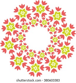 Floral frame. Folk flowers. Vector illustrations. Spring fresh flowers. Flat flowers