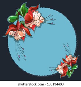 Floral frame, fuchsia