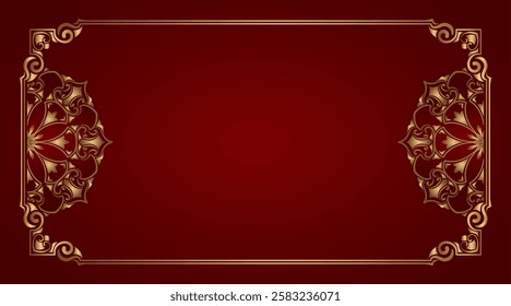 floral frame with gold mandala decoration