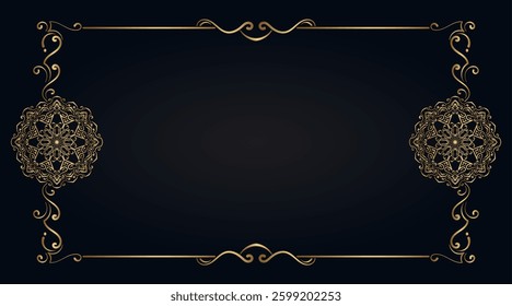 floral frame with gold mandala decoration