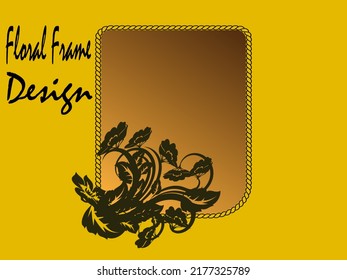 floral frame with gradient on background yellow