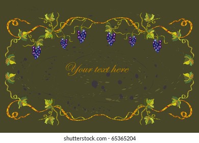 Floral frame with grape and copy-space