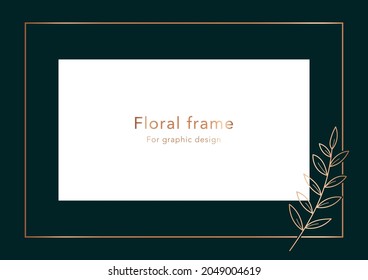 Floral frame for graphic and design 01 Rose gold on moss green