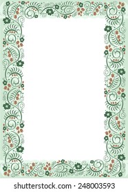 Floral frame green. Decorative vector elements for design.