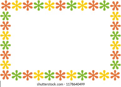 Floral frame of green, orange and yellow.
