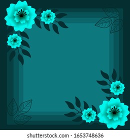 Floral frame green vector background
