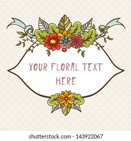 Floral frame. Greeting card, invitation, cover. Vector file has few layers for easy using.
