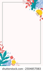 Floral frame for greetings cards or wedding invitation, Creative background Abstract modern geometric with floral,