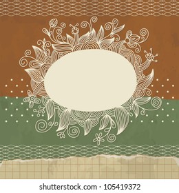 floral frame, grunge background