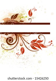 Floral frame. Grunge elements on individual layers.