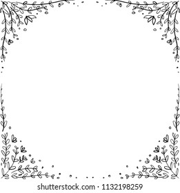 floral frame hand drawn
