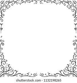 floral frame hand drawn