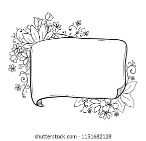 floral frame hand drawn