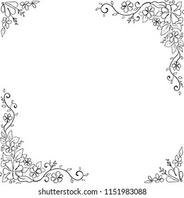 floral frame hand drawn