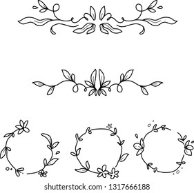 Floral frame hand drawn