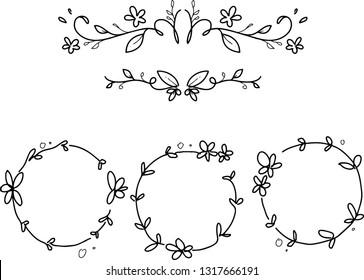 Floral frame hand drawn