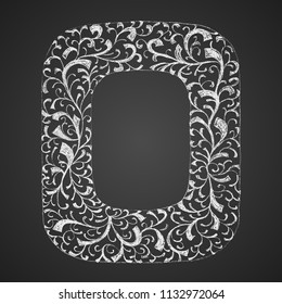 Floral frame. Hand drawn chalk vector. Eps8 RGB Global colors