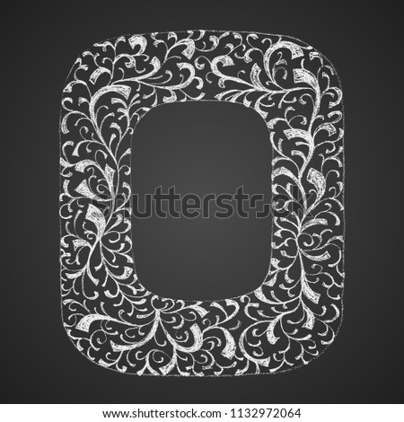 Floral frame. Hand drawn chalk vector. Eps8 RGB Global colors