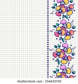 Floral frame. Hand drawn flowers and leaves Vector design. Hand sketch line drawing. Decorative card with space for text. Artistic drawing Series of Cards, Blanks and Forms, Template