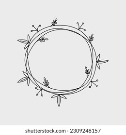 Marco floral. Marcos florales de mano, rama y hojas. Ilustración del vector