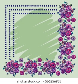 Floral frame. Hand drawn roses and leaves Vector design. Hand sketch line drawing. Decorative card with space for text. Artistic drawing Series of Cards, Blanks and Forms, Template