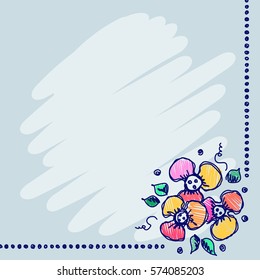 Floral frame. Hand drawn roses and leaves Vector design. Hand sketch line drawing. Decorative card with space for text. Artistic drawing Series of Cards, Blanks and Forms, Template