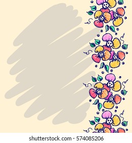 Floral frame. Hand drawn roses and leaves Vector design. Hand sketch line drawing. Decorative card with space for text. Artistic drawing Series of Cards, Blanks and Forms, Template