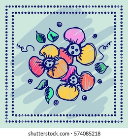 Floral frame. Hand drawn roses and leaves Vector design. Hand sketch line drawing. Decorative card with space for text. Artistic drawing Series of Cards, Blanks and Forms, Template