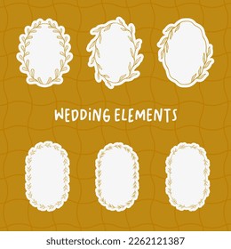 Floral frame hand-drawn with flowers, leaves, branches, vector illustration of a wreath and a company logo, label, or wedding invitation	