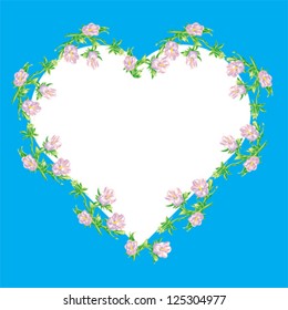 floral frame heart from campanula rose vector