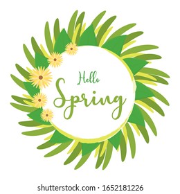 Floral frame with hello spring text - Vector