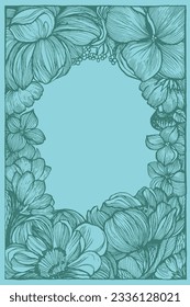 Floral frame illustration, Botanical frame, flowers background, greetings design