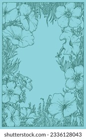 Floral frame illustration, Botanical frame, flowers background, greetings design