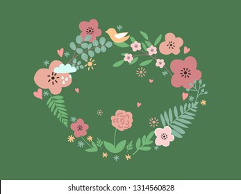 Floral Frame Illustration, Card Design With Flowers