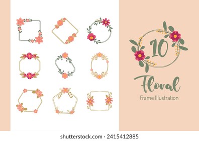 Floral Frame Illustration Set. These illustrations are perfect for any creative project. You can easily edit it