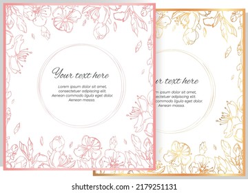 Marco floral para invitación. Guarda la tarjeta de fecha. bella plantilla floral dibujada a mano. Vector. Editable.