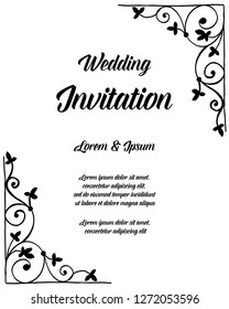 Floral frame with invitation text hand draw vector art