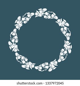 floral frame with iris flowers. wreath of irises 10 eps